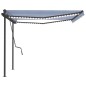 vidaXL Tenda da Sole Retrattile Manuale con LED 4,5x3,5 m Blu e Bianca vidaXL Tenda da Sole Retrattile Manuale con LED 4,5x3,5 m Blu e Bianca