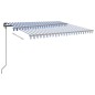 vidaXL Tenda da Sole Retrattile Manuale con LED 4,5x3,5 m Blu e Bianca vidaXL Tenda da Sole Retrattile Manuale con LED 4,5x3,5 m Blu e Bianca