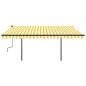 vidaXL Tenda da Sole Retrattile Manuale e LED 4,5x3,5 m Gialla Bianca vidaXL Tenda da Sole Retrattile Manuale e LED 4,5x3,5 m Gialla Bianca