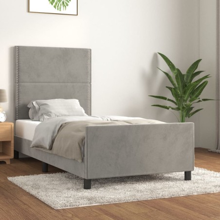 vidaXL Giroletto con Testiera Grigio Chiaro 100x200 cm in Velluto