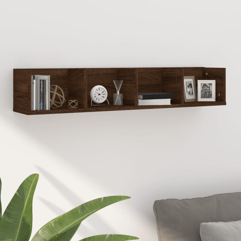 Mensola a Muro CD Rovere Marrone 100x18x18cm Legno Multistrato Mensola a Muro CD Rovere Marrone 100x18x18cm Legno Multistrato