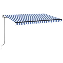 vidaXL Tenda da Sole Retrattile Manuale con LED 450x350 cm Blu Bianca