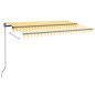 vidaXL Tenda da Sole Retrattile Manuale LED 450x350 cm Giallo Bianco vidaXL Tenda da Sole Retrattile Manuale LED 450x350 cm Giallo Bianco