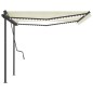 vidaXL Tenda da Sole Retrattile Manuale con LED 4,5x3,5 m Crema vidaXL Tenda da Sole Retrattile Manuale con LED 4,5x3,5 m Crema