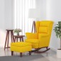 vidaXL Poltrona a Dondolo Gambe in Legno e Poggiapiedi Giallo Velluto vidaXL Poltrona a Dondolo Gambe in Legno e Poggiapiedi Giallo Velluto