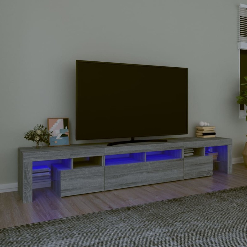vidaXL Mobile Porta TV con Luci LED Grigio Sonoma 230x36,5x40 cm vidaXL Mobile Porta TV con Luci LED Grigio Sonoma 230x36,5x40 cm