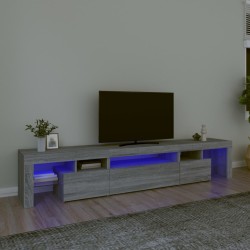 vidaXL Mobile Porta TV con Luci LED Grigio Sonoma 215x36,5x40 cm