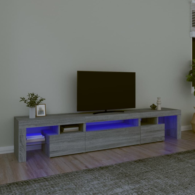 vidaXL Mobile Porta TV con Luci LED Grigio Sonoma 215x36,5x40 cm
