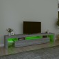 vidaXL Mobile Porta TV con Luci LED Grigio Sonoma 215x36,5x40 cm