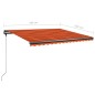 vidaXL Tenda da Sole Retrattile Manuale LED 450x350 cm Arancio Marrone vidaXL Tenda da Sole Retrattile Manuale LED 450x350 cm Arancio Marrone