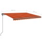 vidaXL Tenda da Sole Retrattile Manuale LED 4,5x3,5 m Arancio Marrone vidaXL Tenda da Sole Retrattile Manuale LED 4,5x3,5 m Arancio Marrone