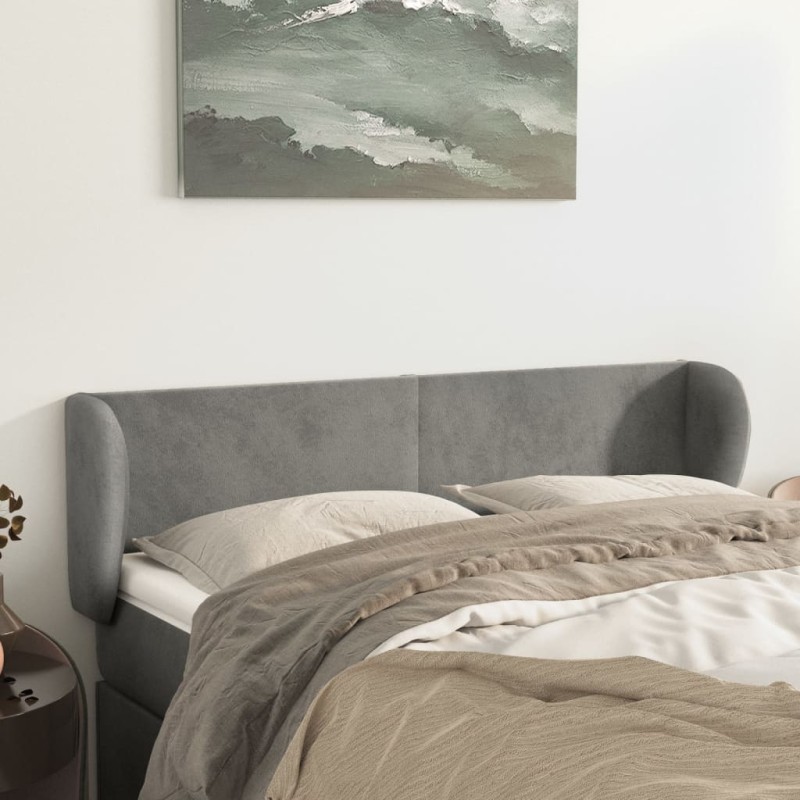 Testiera ad Orecchio Grigio Chiaro 147x23x78/88 cm in Velluto Testiera ad Orecchio Grigio Chiaro 147x23x78/88 cm in Velluto