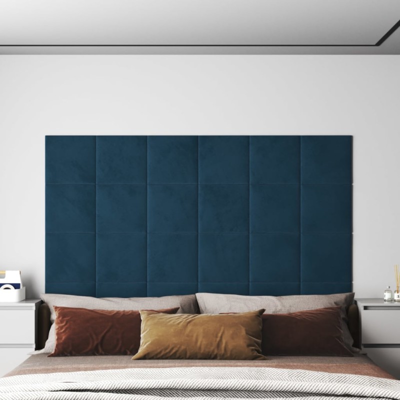 vidaXL Pannelli Murali 12 pz Blu 30x30 cm Velluto 1,08 m² vidaXL Pannelli Murali 12 pz Blu 30x30 cm Velluto 1,08 m²
