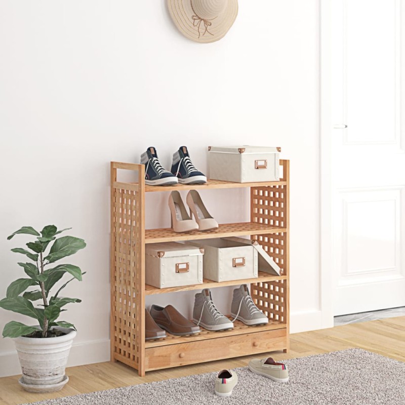Scarpiera con Cassetto 70x27x81 cm Legno Massello di Noce Scarpiera con Cassetto 70x27x81 cm Legno Massello di Noce