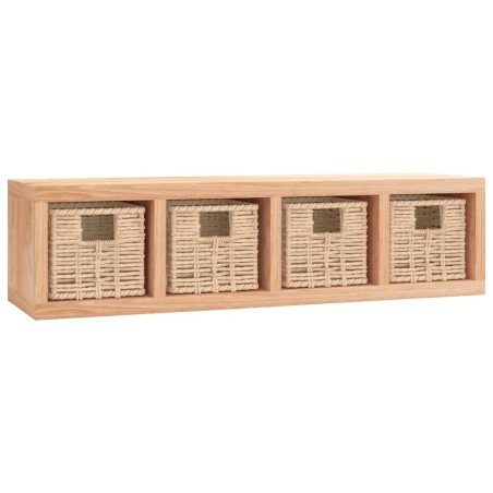 vidaXL Scaffale a Muro con Cestini 62x18x16 cm Legno Massello Noce