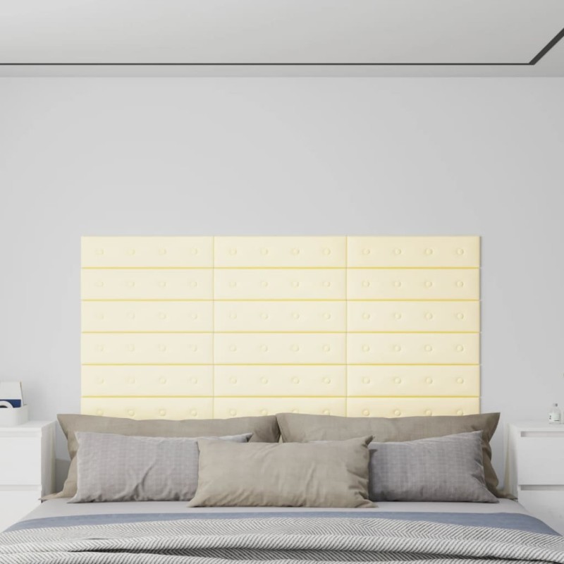 Pannelli Murali 12 pz Crema 60x15 cm Similpelle 1,08 m² Pannelli Murali 12 pz Crema 60x15 cm Similpelle 1,08 m²