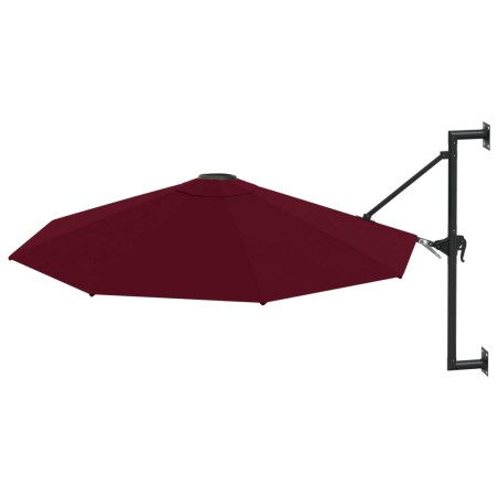 vidaXL Ombrellone a Muro con Palo in Metallo 300 cm Rosso Borgogna