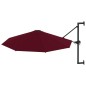 vidaXL Ombrellone a Muro con Palo in Metallo 300 cm Rosso Borgogna
