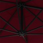 vidaXL Ombrellone a Muro con Palo in Metallo 300 cm Rosso Borgogna