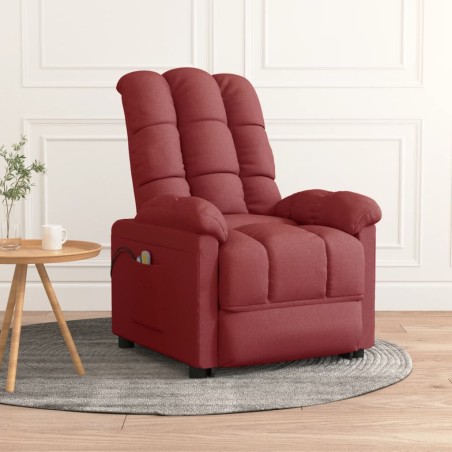 vidaXL Poltrona Alzapersona Massaggiante Rosso Vino Tessuto