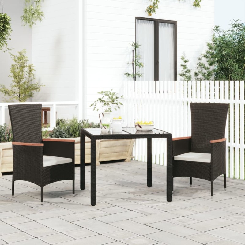 Sedie da Giardino con Cuscini 2 pz in Polyrattan Nere Sedie da Giardino con Cuscini 2 pz in Polyrattan Nere
