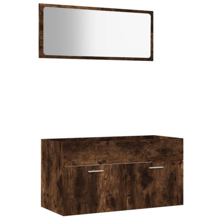 vidaXL Set Mobili da Bagno 2 pz Rovere Fumo in Legno Multistrato