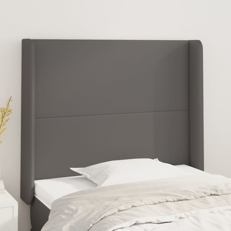 Testiera ad Orecchio Grigio 83x16x118/128 cm in Similpelle Testiera ad Orecchio Grigio 83x16x118/128 cm in Similpelle