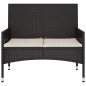 Panca da Giardino a 2 Posti con Cuscini in Polyrattan Nero Panca da Giardino a 2 Posti con Cuscini in Polyrattan Nero