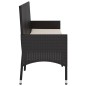 Panca da Giardino a 3 Posti con Cuscini in Polyrattan Nero Panca da Giardino a 3 Posti con Cuscini in Polyrattan Nero
