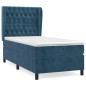 vidaXL Giroletto a Molle con Materasso Blu Scuro 90x200 cm in Velluto