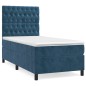 vidaXL Giroletto a Molle con Materasso Blu Scuro 90x200 cm in Velluto