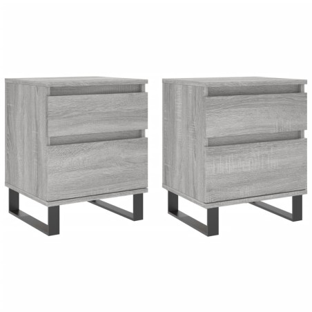 vidaXL Comodini 2pz Grigio Sonoma 40x35x50 cm in Legno Multistrato