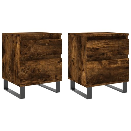 vidaXL Comodini 2pz Rovere Fumo 40x35x50 cm in Legno Multistrato