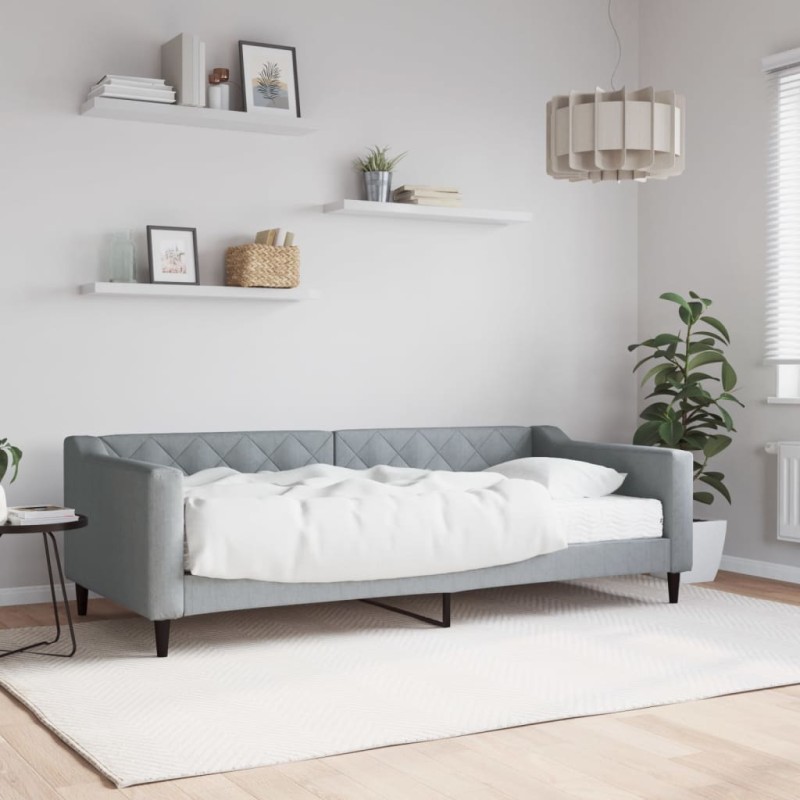 vidaXL Divano Letto con Materasso Grigio Chiaro 90x200 cm in Tessuto vidaXL Divano Letto con Materasso Grigio Chiaro 90x200 cm in Tessuto