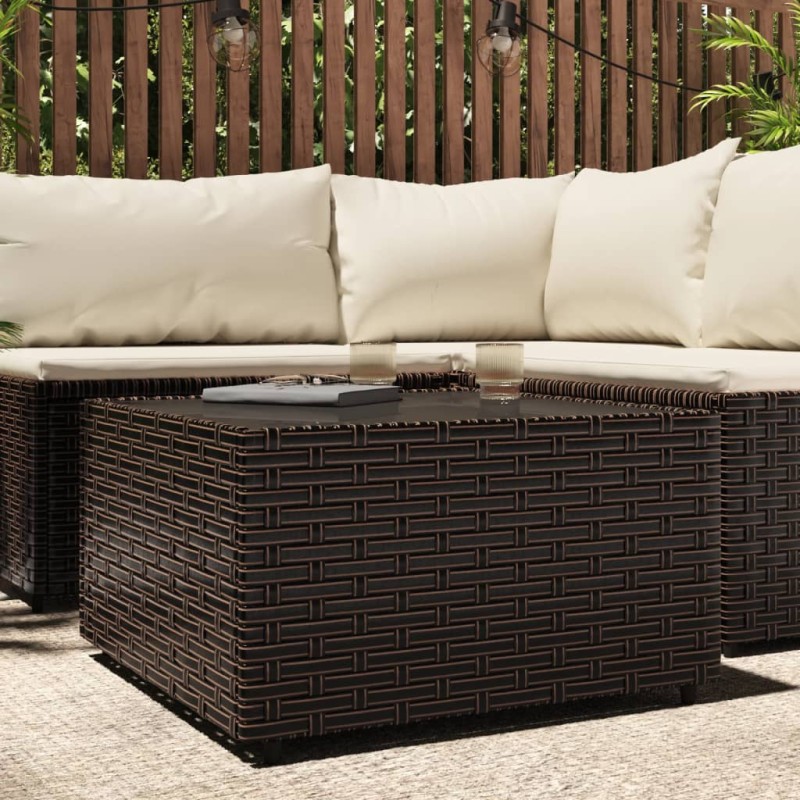 Tavolino Quadrato da Giardino Marrone 50x50x30cm in Polyrattan Tavolino Quadrato da Giardino Marrone 50x50x30cm in Polyrattan