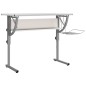 Scrivania Bianca Grigia 110x53x(58-87) cm Multistrato e Acciaio Scrivania Bianca Grigia 110x53x(58-87) cm Multistrato e Acciaio