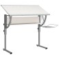 Scrivania Bianca Grigia 110x53x(58-87) cm Multistrato e Acciaio Scrivania Bianca Grigia 110x53x(58-87) cm Multistrato e Acciaio