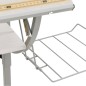 Scrivania Bianca Grigia 110x53x(58-87) cm Multistrato e Acciaio Scrivania Bianca Grigia 110x53x(58-87) cm Multistrato e Acciaio