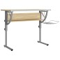 Scrivania Sonoma e Grigio 110x53x(58-87) cm Multistrato Acciaio Scrivania Sonoma e Grigio 110x53x(58-87) cm Multistrato Acciaio