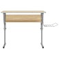 Scrivania Sonoma e Grigio 110x53x(58-87) cm Multistrato Acciaio Scrivania Sonoma e Grigio 110x53x(58-87) cm Multistrato Acciaio