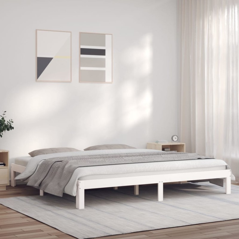 vidaXL Giroletto Bianco 180x200 cm Legno Massello Pino 6FT Super King vidaXL Giroletto Bianco 180x200 cm Legno Massello Pino 6FT Super King