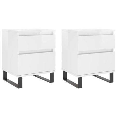 vidaXL Comodini 2pz Bianco Lucido 40x35x50 cm in Legno Multistrato