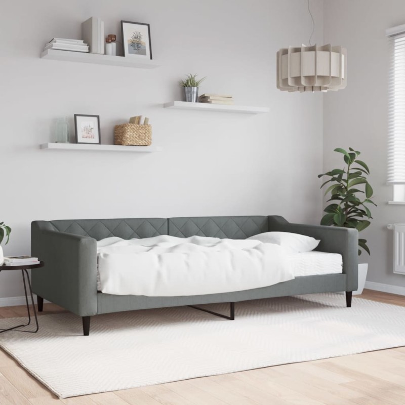 vidaXL Divano Letto con Materasso Grigio Scuro 100x200 cm in Tessuto vidaXL Divano Letto con Materasso Grigio Scuro 100x200 cm in Tessuto