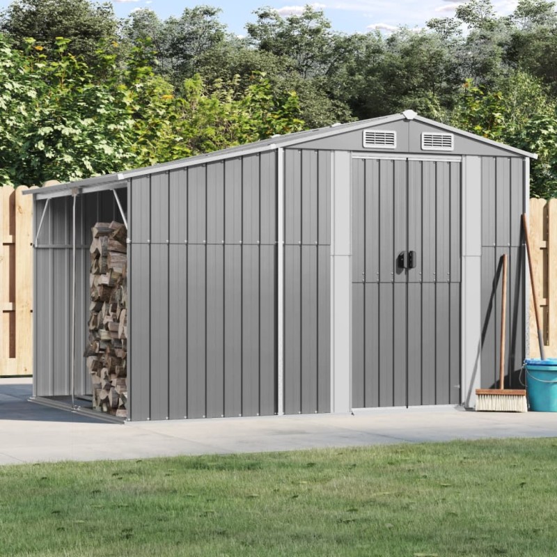 vidaXL Capanno da Giardino Grigio 277x192,5x179 cm in Acciaio Zincato vidaXL Capanno da Giardino Grigio 277x192,5x179 cm in Acciaio Zincato