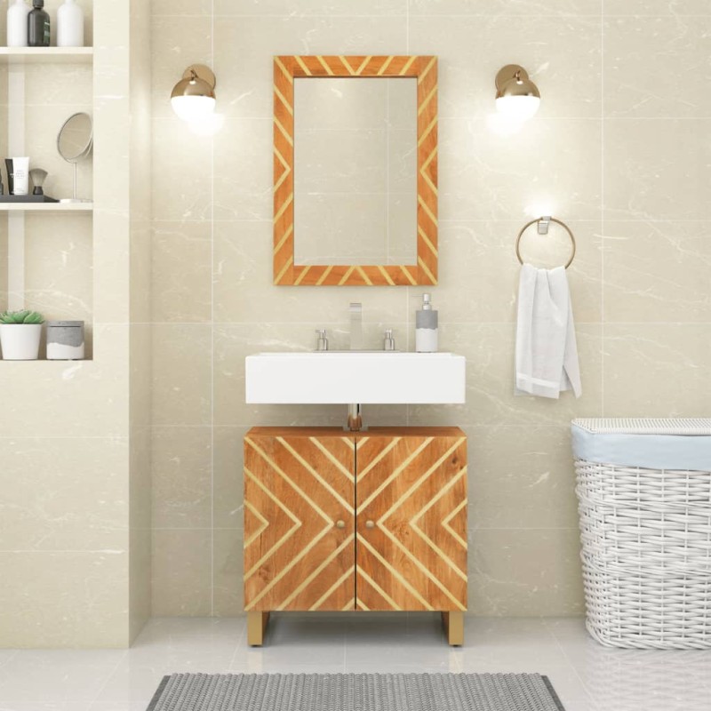 vidaXL Set Mobili da Bagno 2pz Marrone e Nero Legno Massello di Mango vidaXL Set Mobili da Bagno 2pz Marrone e Nero Legno Massello di Mango
