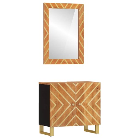vidaXL Set Mobili da Bagno 2pz Marrone e Nero Legno Massello di Mango