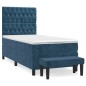 vidaXL Giroletto a Molle con Materasso Blu Scuro 90x200 cm in Velluto