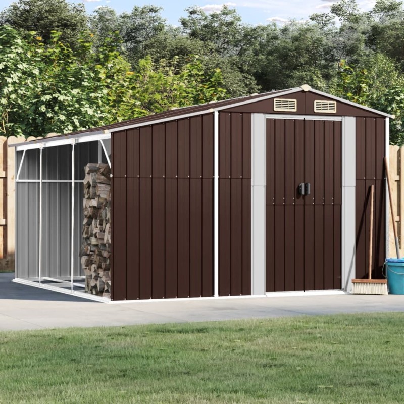 vidaXL Capanno da Giardino Marrone 277x279x179 cm in Acciaio Zincato vidaXL Capanno da Giardino Marrone 277x279x179 cm in Acciaio Zincato