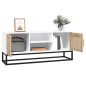 Mobile Porta TV Bianco 105x30x45cm in Legno Multistrato e Ferro Mobile Porta TV Bianco 105x30x45cm in Legno Multistrato e Ferro