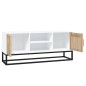 Mobile Porta TV Bianco 105x30x45cm in Legno Multistrato e Ferro Mobile Porta TV Bianco 105x30x45cm in Legno Multistrato e Ferro